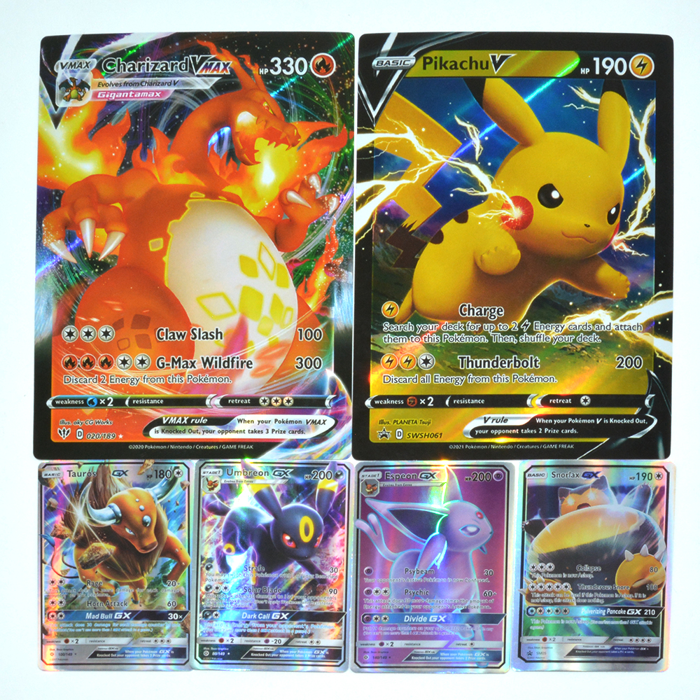 Cm anime pokemon card pcs english big cards arceus pikachu charizard mewtwo vstar vmax collection toys christmas gift