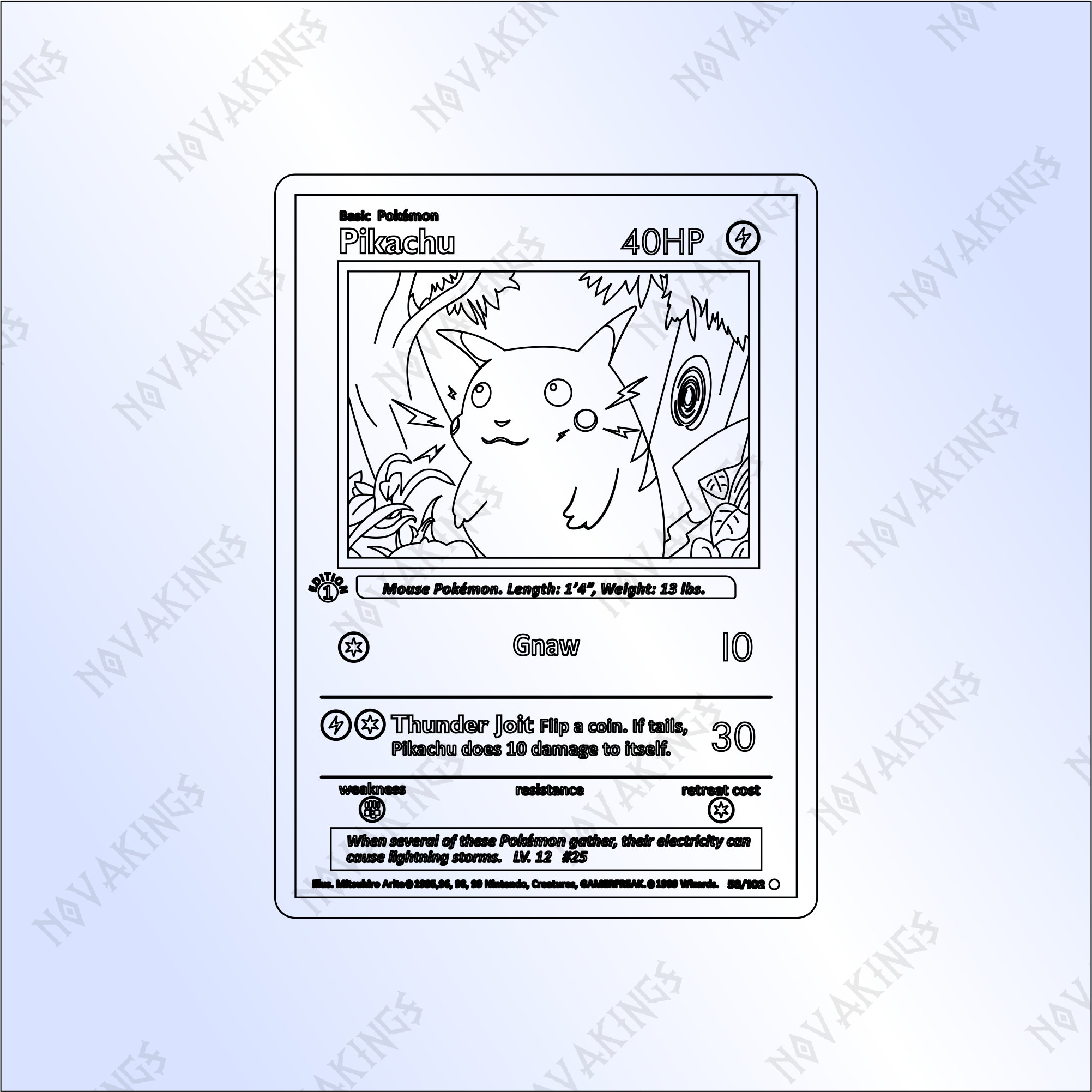 Pikachu pokemon card vector svg pdf dxf laser cutter file instant download