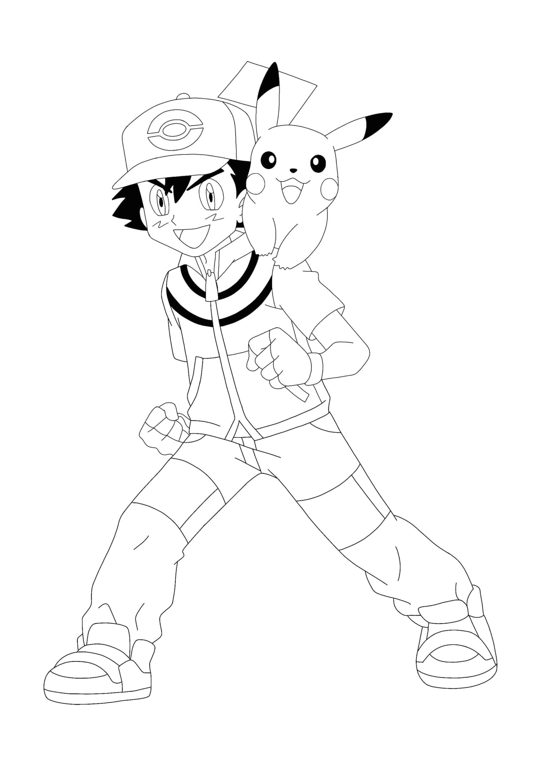 Ash and pikachu coloring pages