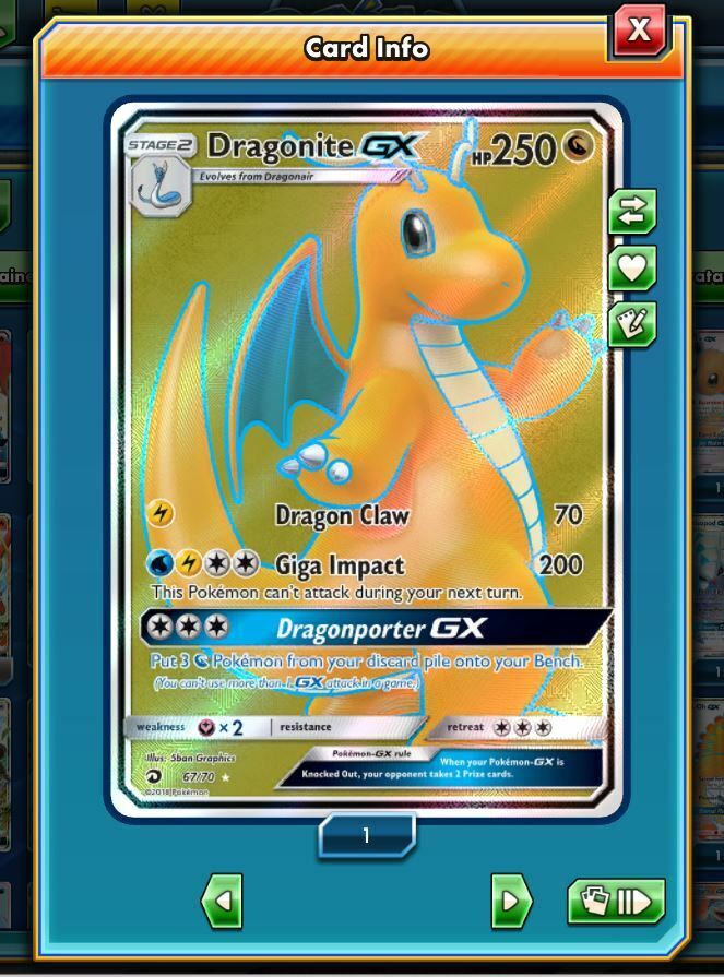 Dragonite gx dragon majesty full art digital card pokemon ptcgo dna games