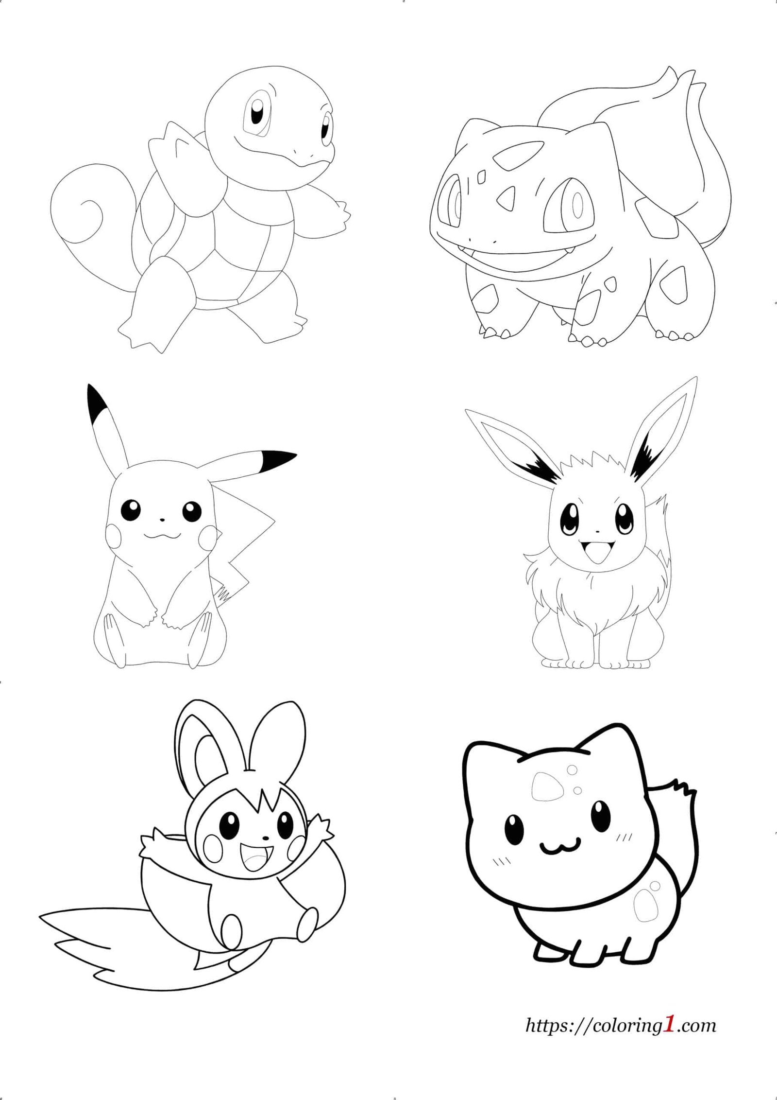 Pokemon characters coloring pages