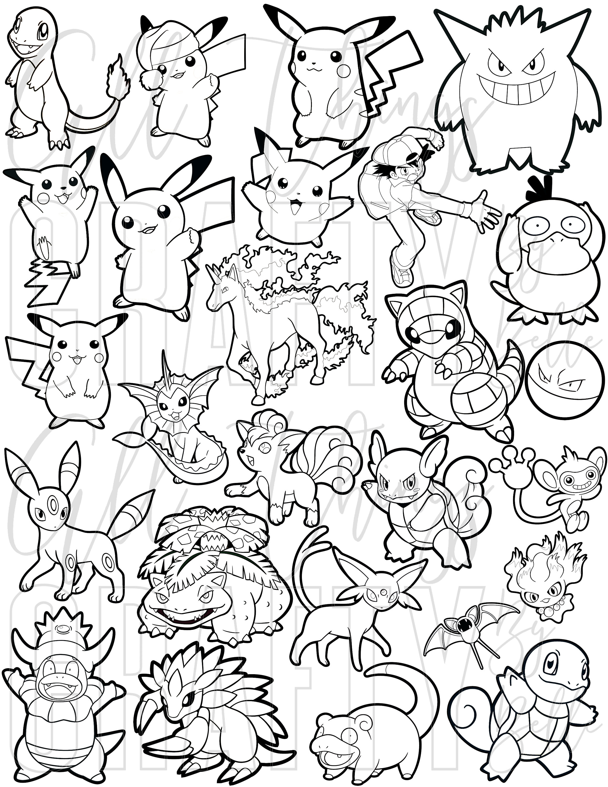 Pokemon coloring sheets digital pdf coloring pages