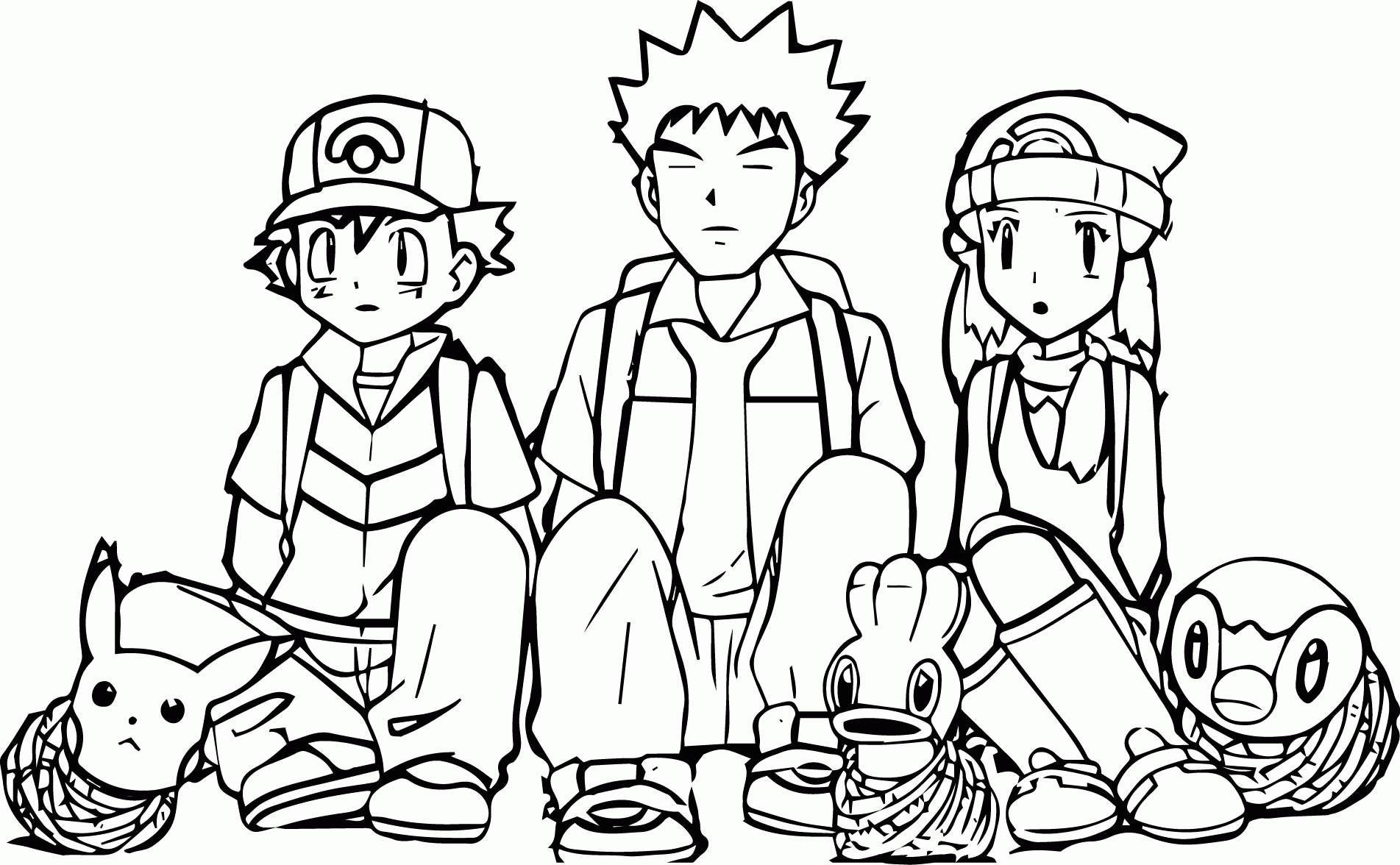 Coloring pages ash with other characters from pokemon coloring pages