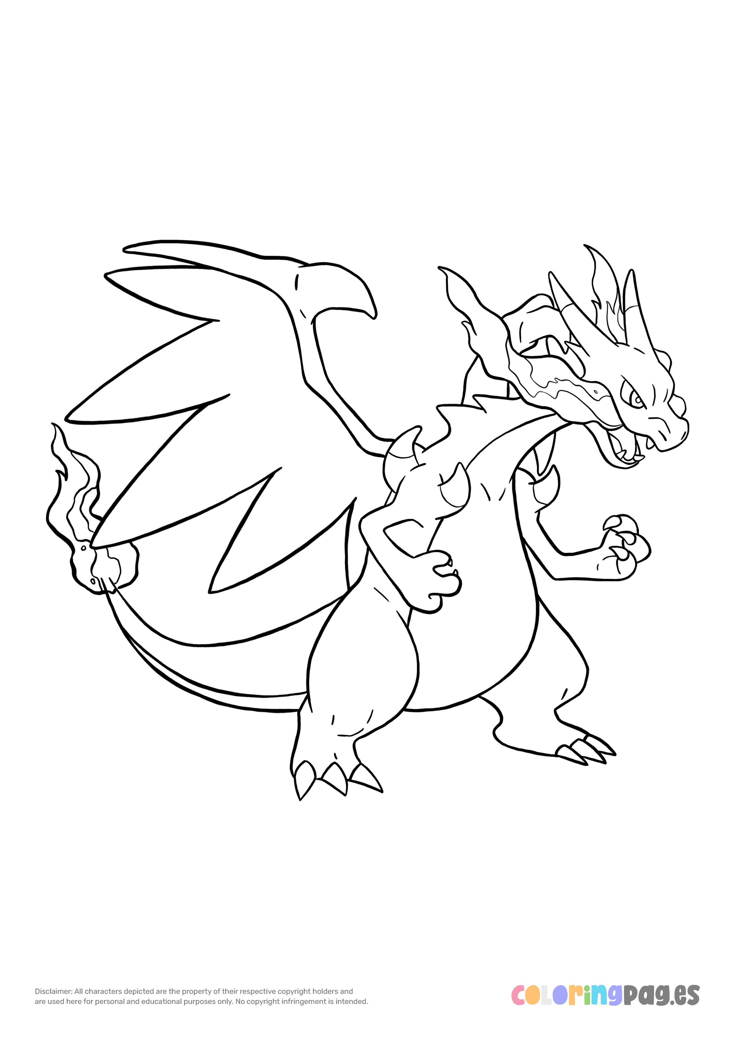 Mega charizard x coloring page