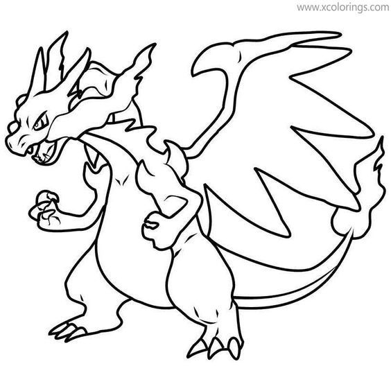 Printable mega charizard pokemon coloring pages