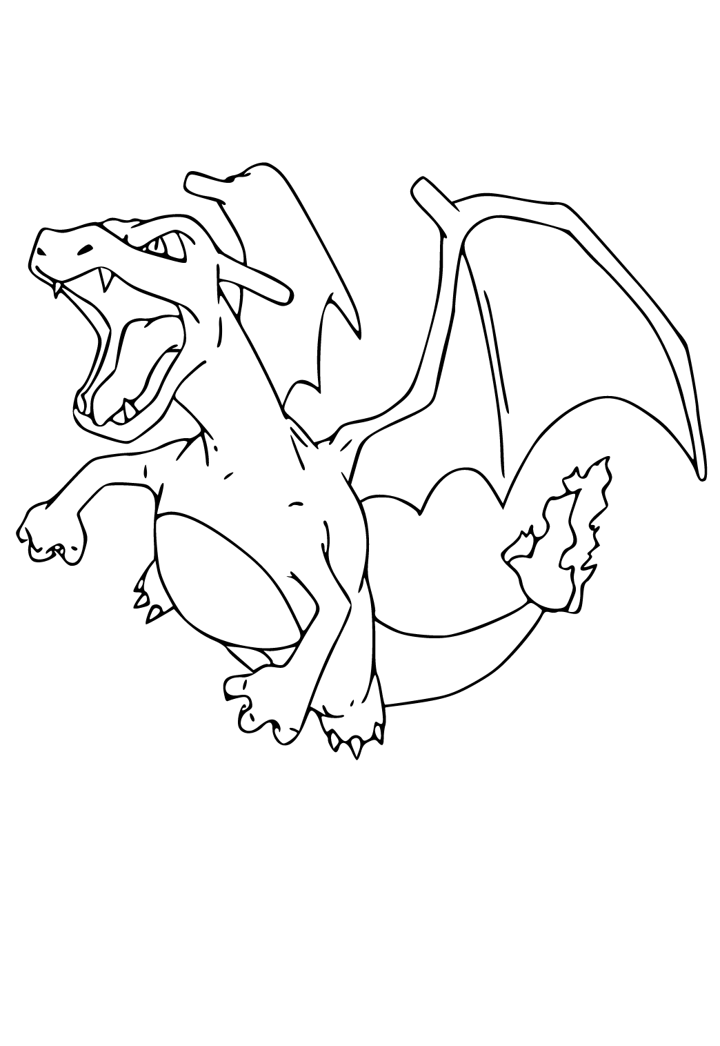 Free printable charizard attack coloring page for adults and kids