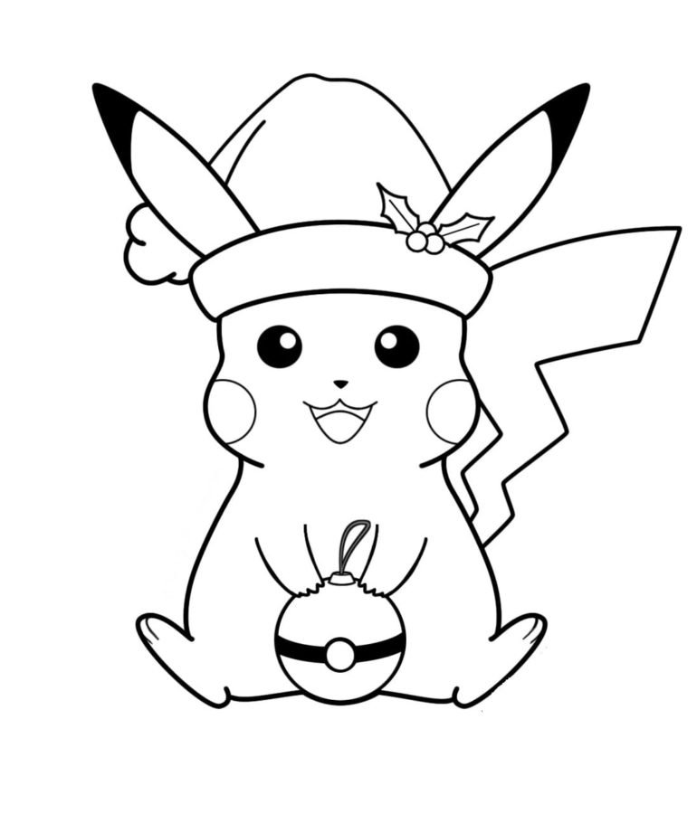 Pokemon christmas coloring page printable for free download