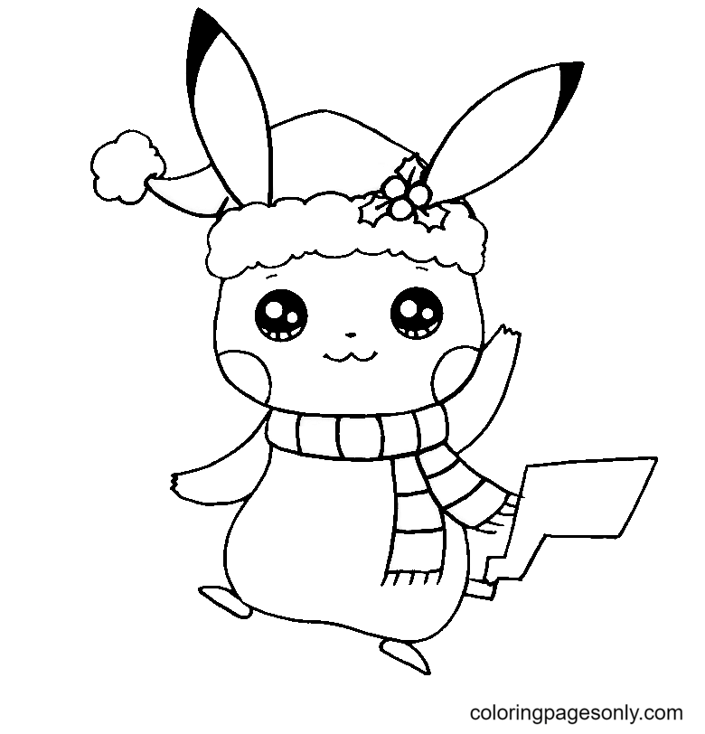 Christmas pikachu coloring page