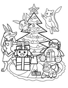 Pokemon christmas coloring page by galaxies and whales tpt