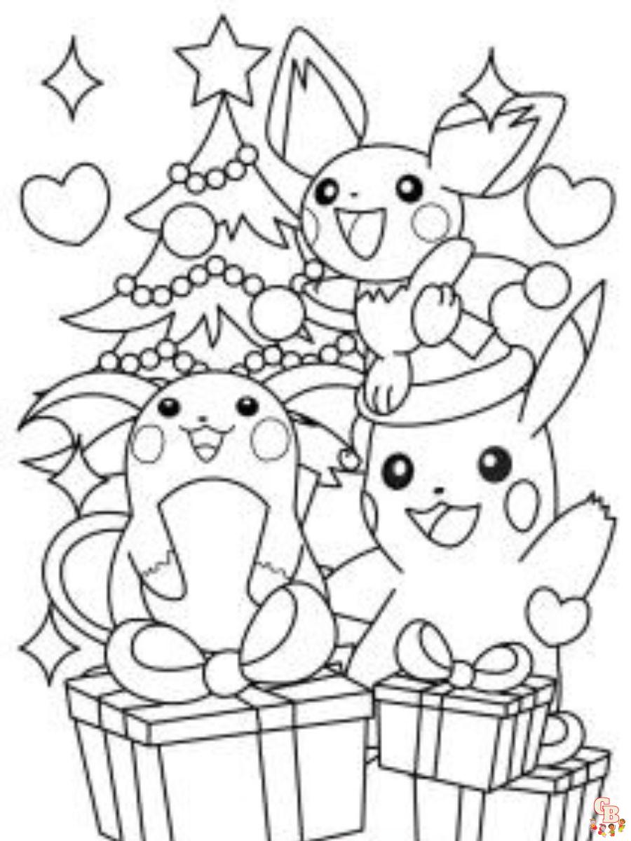 Pokemon christmas coloring pages free printablefor kids