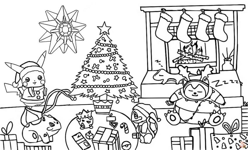 Pokemon christmas coloring pages free printablefor kids