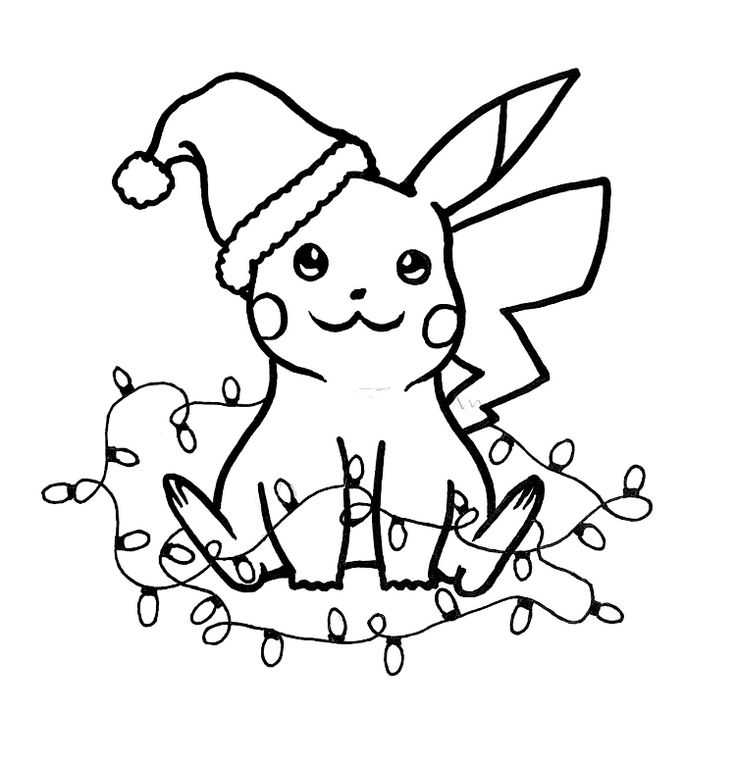 Festive pikachu pokemon coloring pages christmas coloring pages disney coloring pages