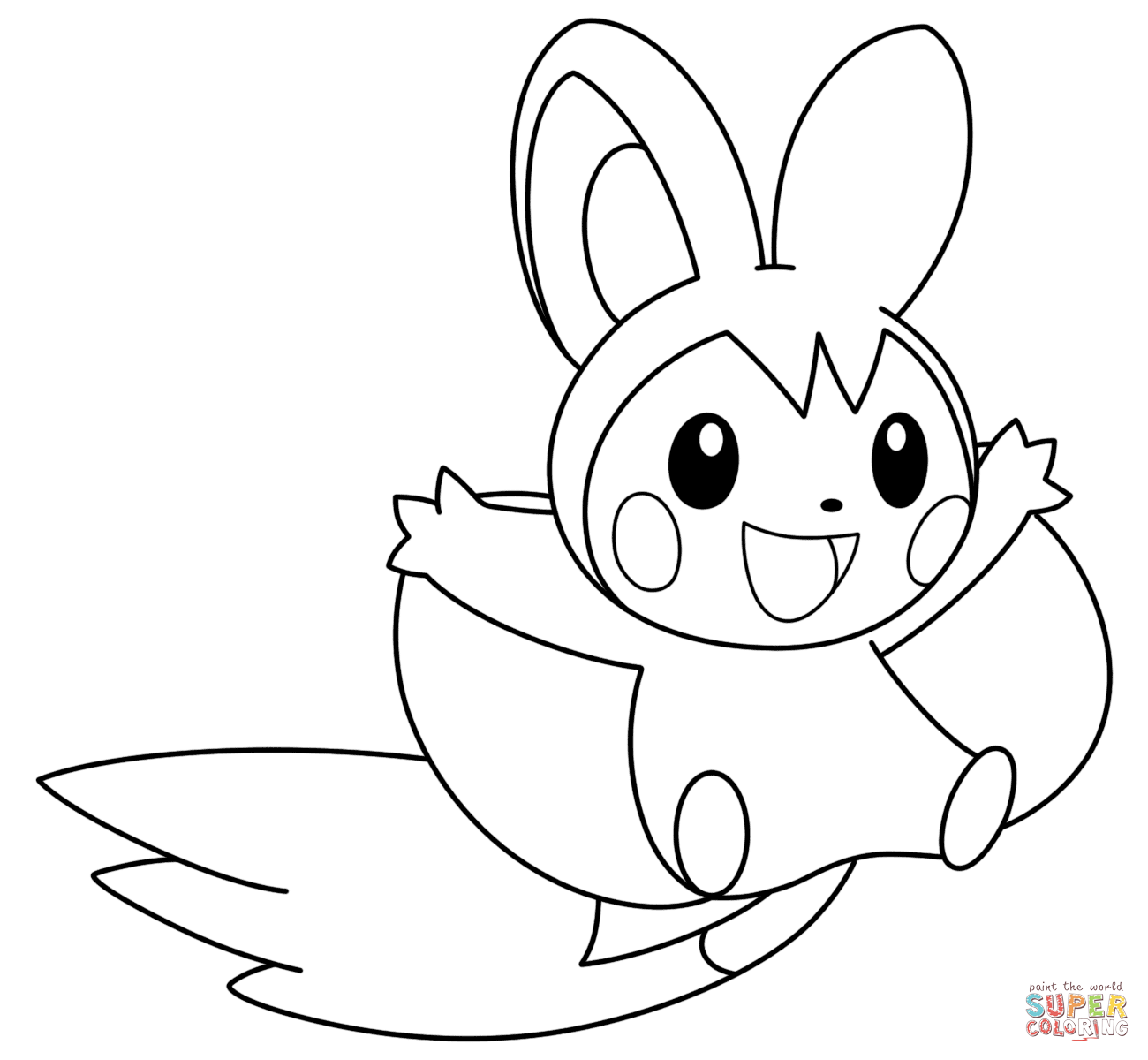 Emolga pokemon coloring page free printable coloring pages