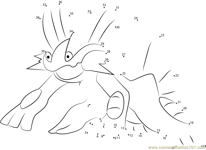 Swampert water pokemon dot to dot printable worksheet