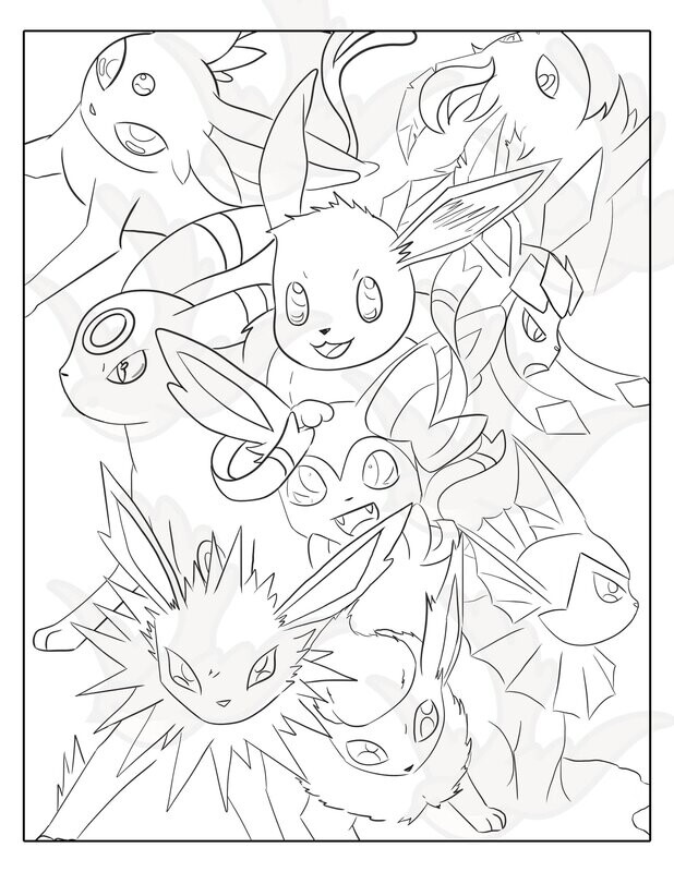 Cute coloring page adult coloring page printable coloring sheets pokemon coloring sheets eevee coloring sheet vaporeon jolteon