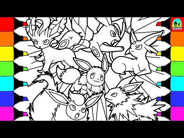 Pokeon coloring pages eevee evolution colouring book fun for kids