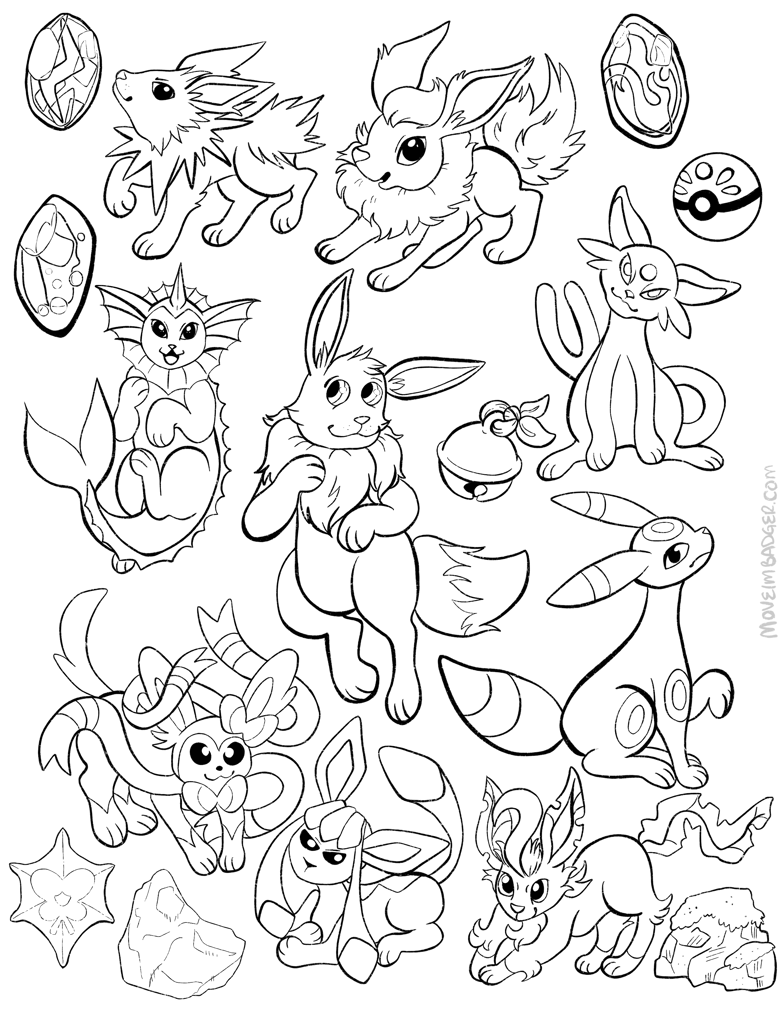 Pocket monsters evolutions coloring page