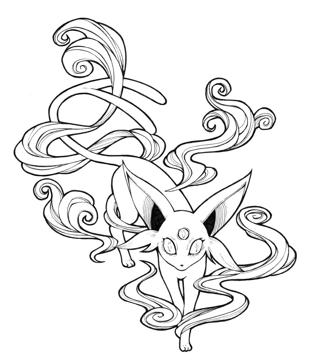 Just a thought on x doing yokai and pokemon this year for inktober sometimes one sometimes the other and sometimes both whatever fits anyway this is espeon in the theme of