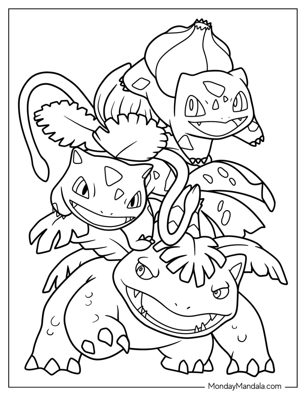 Bulbasaur coloring pages free pdf printables