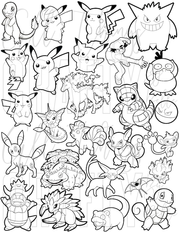 Pokemon coloring sheets digital pdf coloring pages