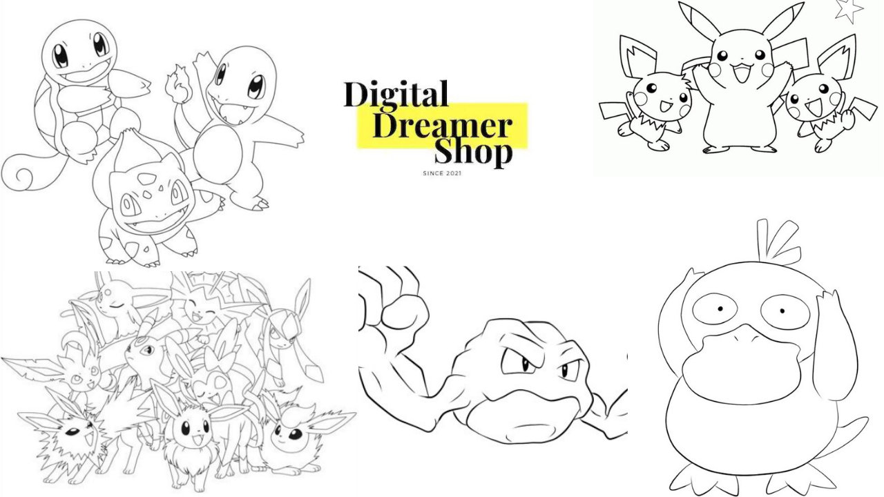 Pokãmon coloring pages digital download