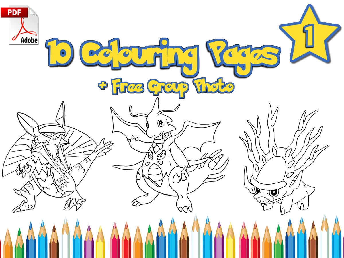 Custom pokemon fusion coloring pages book all books included children art over designs pdf digital version instant download