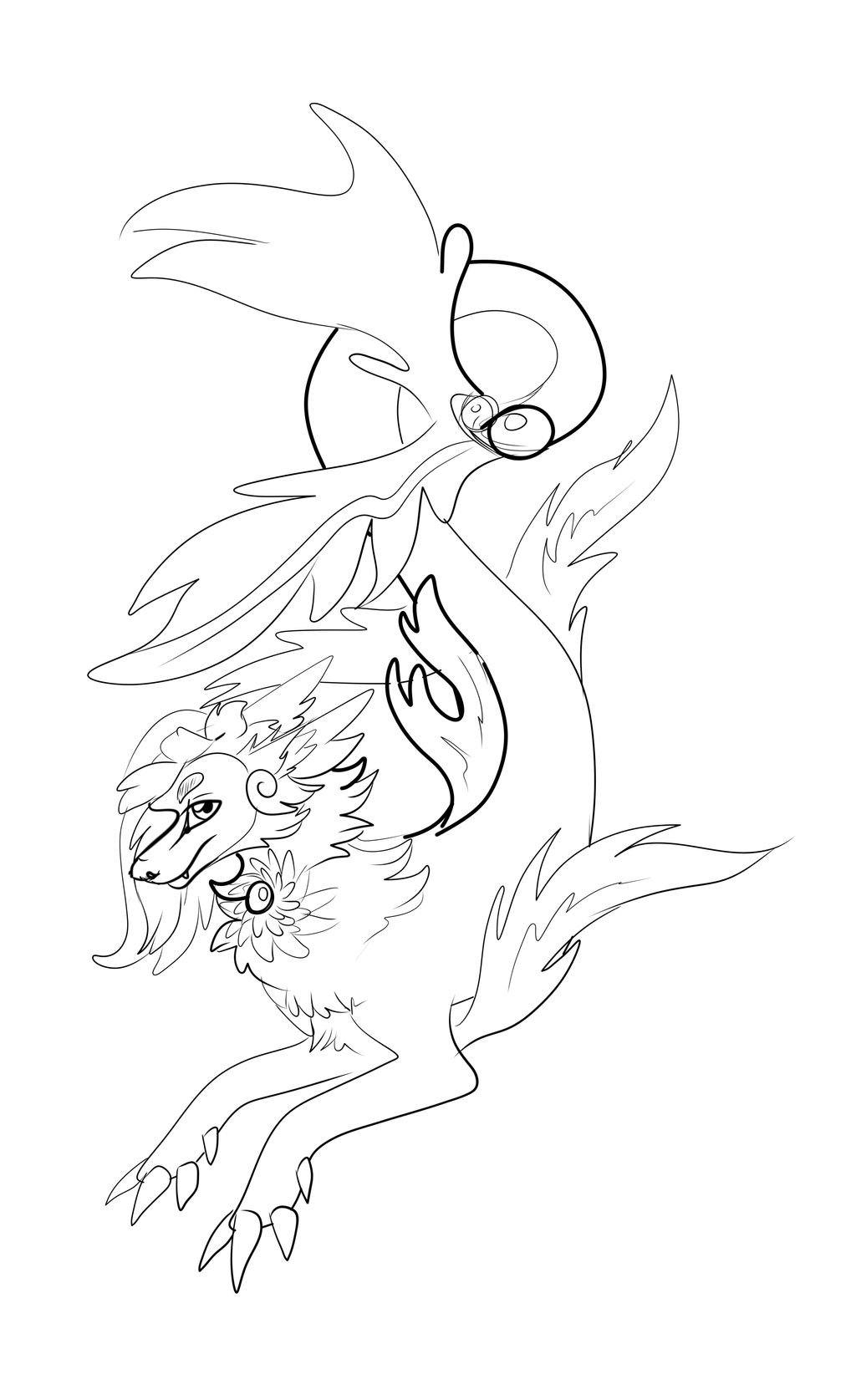 Pokemon fusion lineart by aprilsilverwolf on