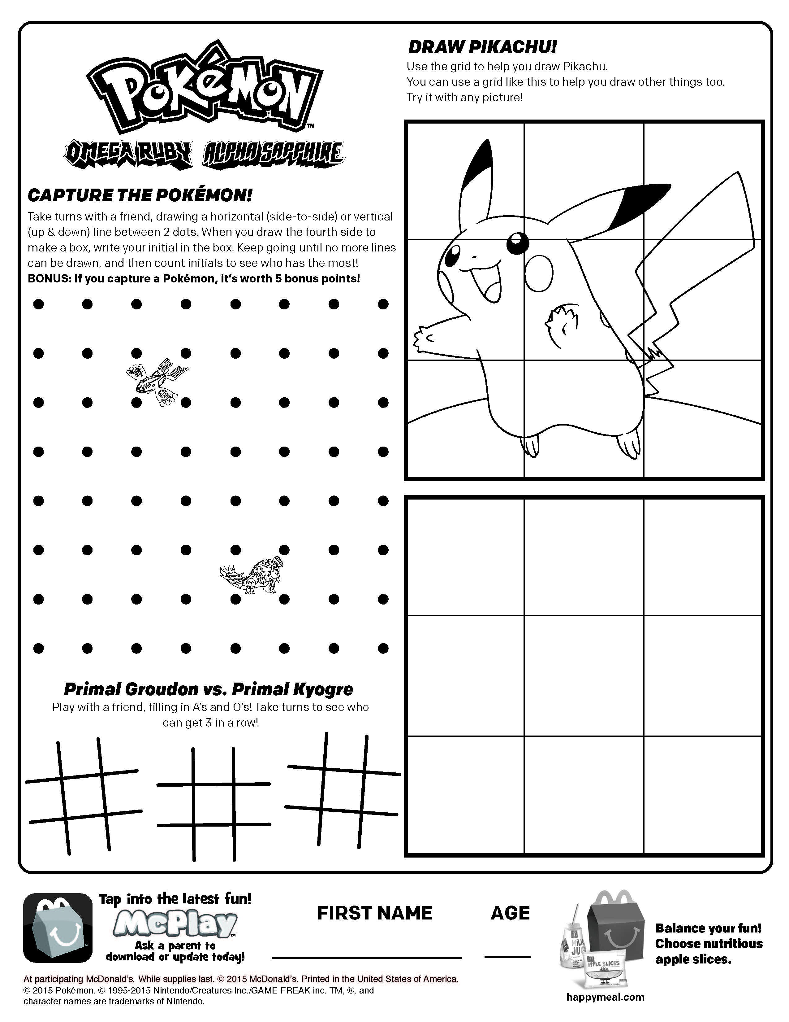 Free mcdonalds happy meal pokemon printable coloring page game pokemon pokemon birthday party pokemon craft