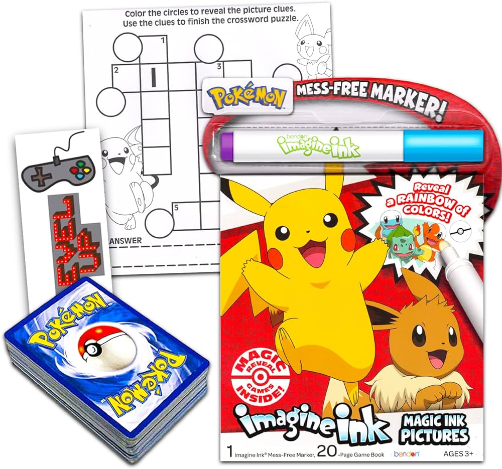 Pokemon imagine ink coloring book set for kids