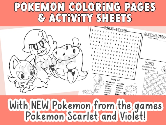 Pokemon coloring pages and activity sheets new pokemon scarlet violet printables fun worksheets for kids birthday party school artwork