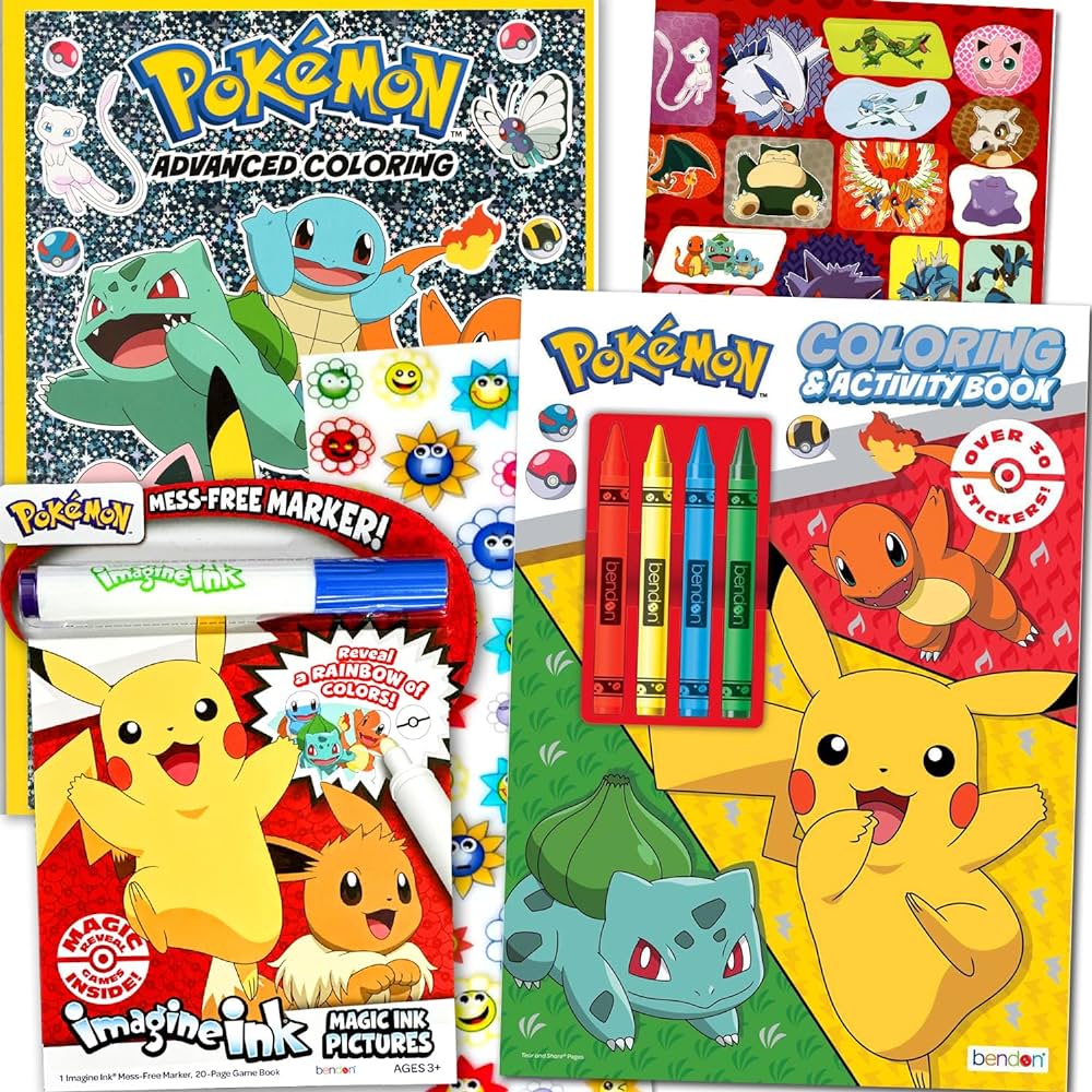 Pokemon coloring books set for kids bundle with pokemon coloring and activity books with games puzzles stickers and more