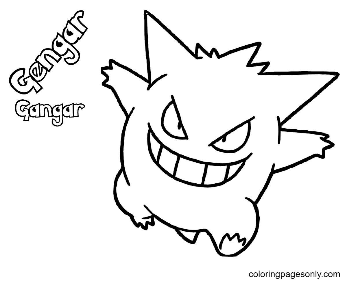 Gengar coloring pages printable for free download