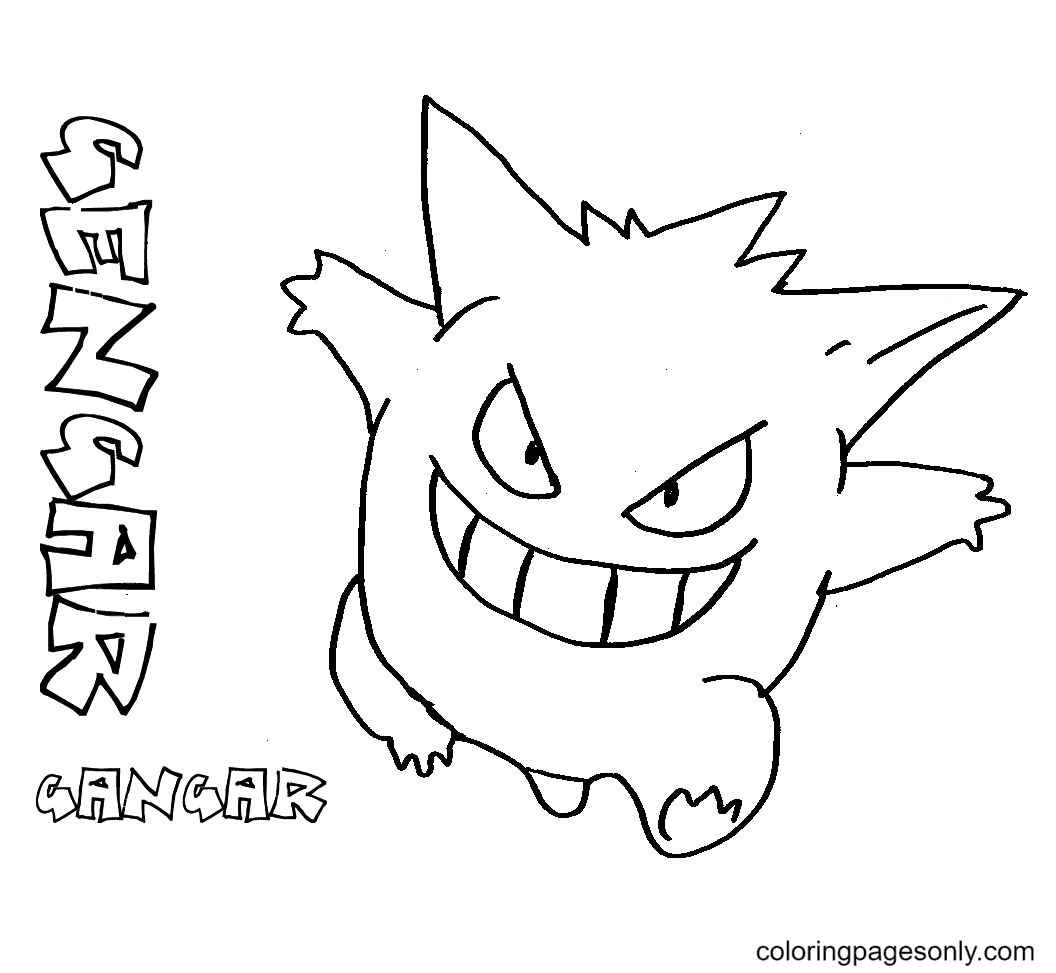 Gengar coloring pages printable for free download