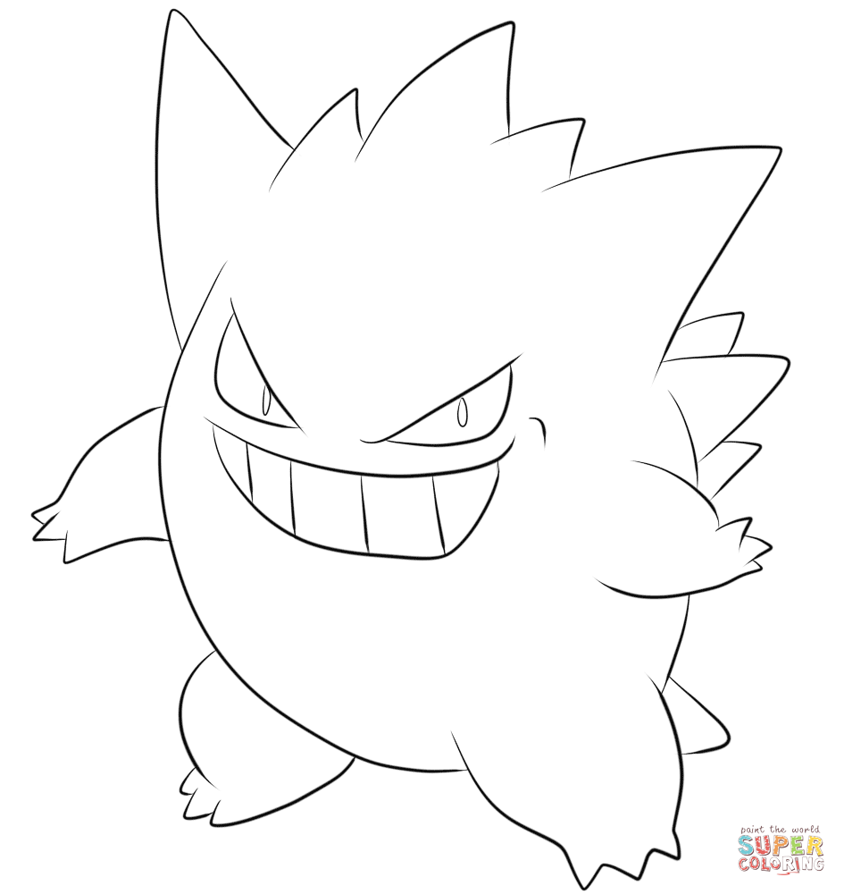 Gengar coloring page free printable coloring pages