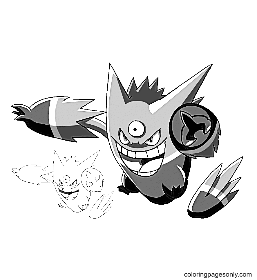 Gengar coloring pages printable for free download