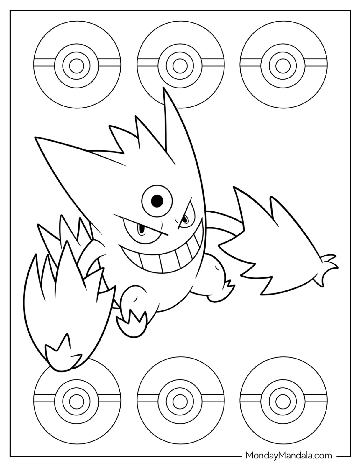 Gengar coloring pages free pdf printables