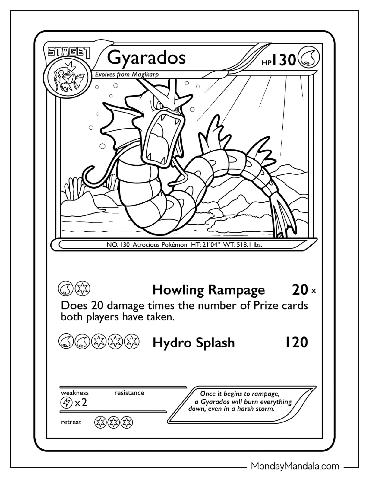 Gyarados coloring pages free pdf printables