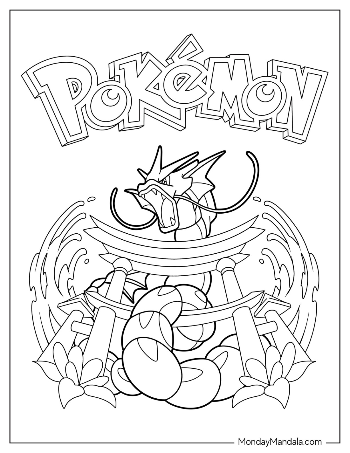 Gyarados coloring pages free pdf printables