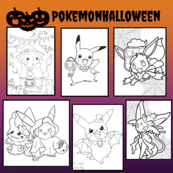 Pokemon halloween coloring pages by happy chi tpt