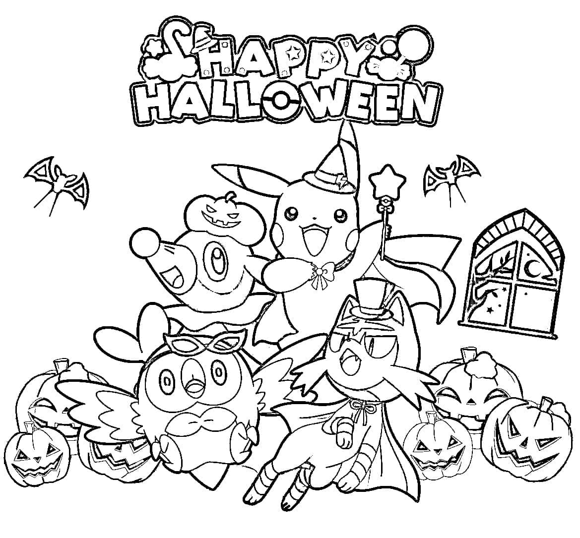 Pokemon halloween coloring pages