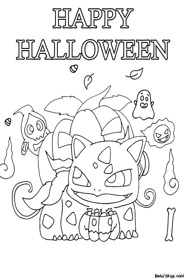 Coloring page pokãmon bulbasaur halloween coloring halloween