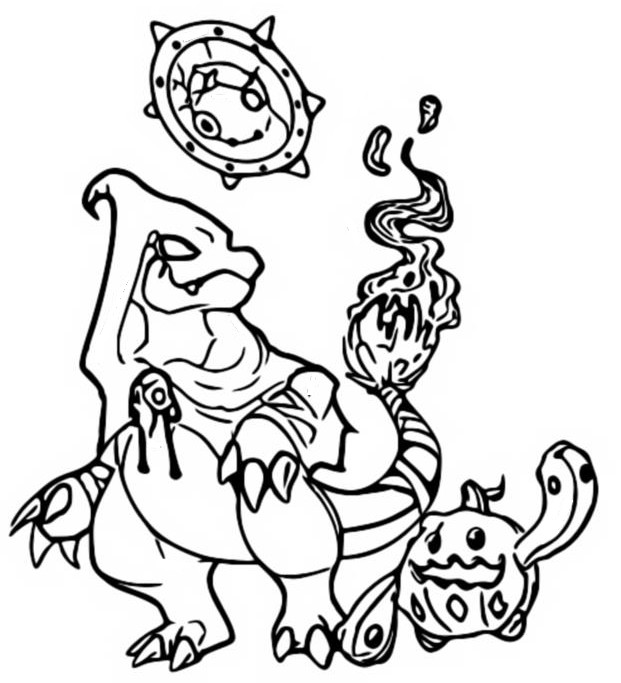 Coloring page pokãmon halloween charmeleon