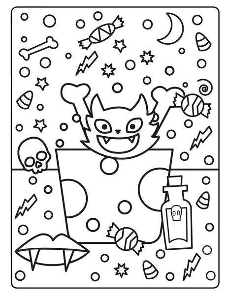 Halloween coloring page kids download cute adorable halloween coloring page stock illustration by miketoonstudio