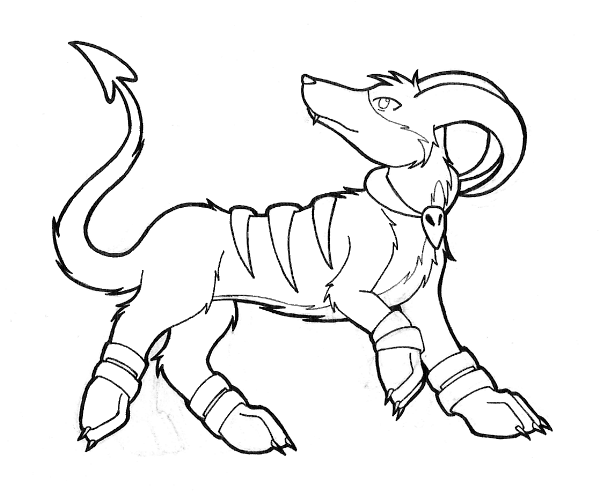 Houndoom line art by mikiri