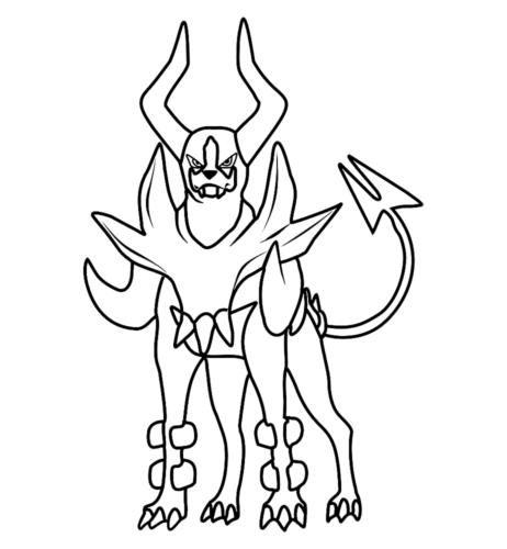 Pokemon mega houndoom easy coloring page