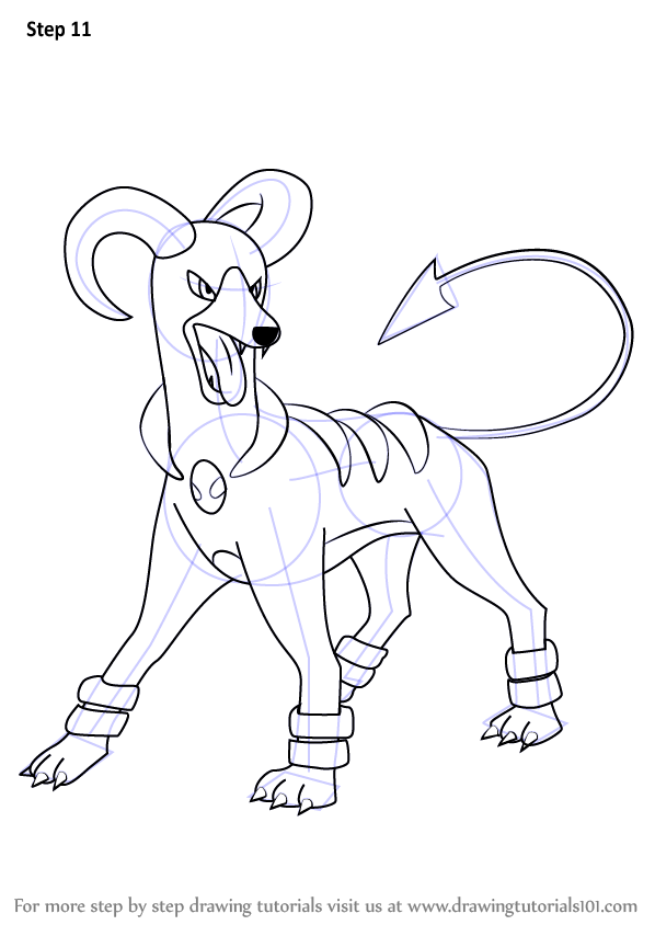 How to draw houndoom from pokemon pokemon step by step