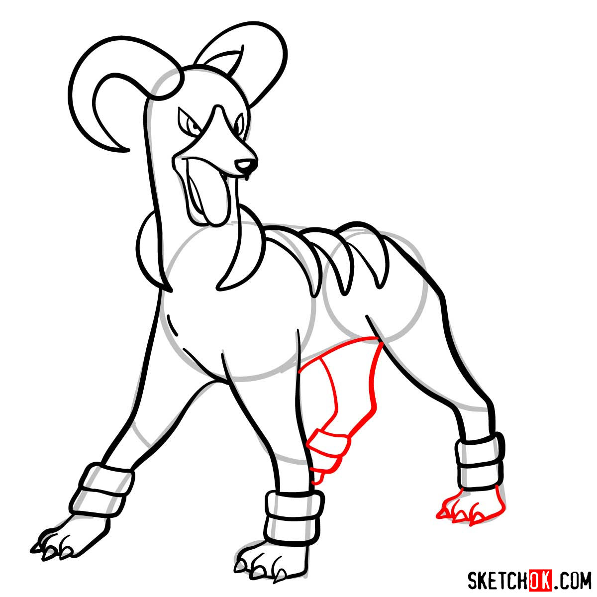 How to draw houndoom pokemon