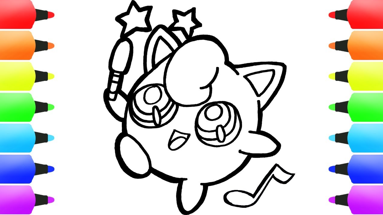 How to draw jigglypuff pokeon drawings coloring pages for kids