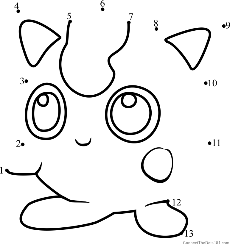 Jigglypuff pokemon go dot to dot printable worksheet