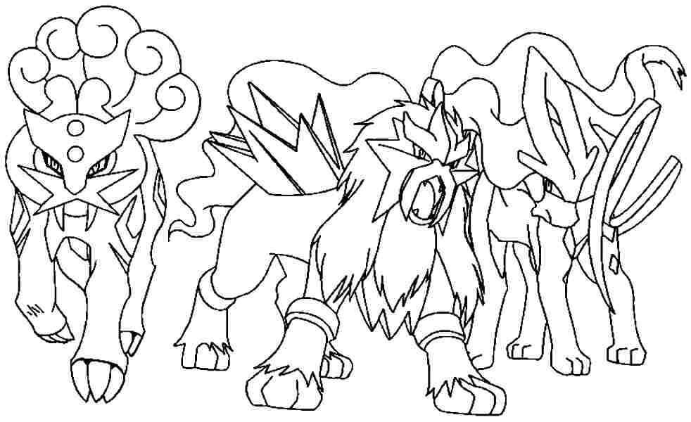 The legendary trilogical pokemon coloring page